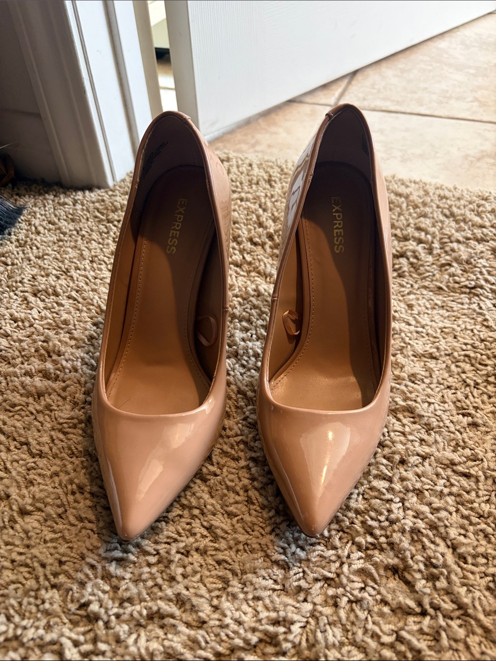 Express Nude Patent Pointed-Toe Pumps